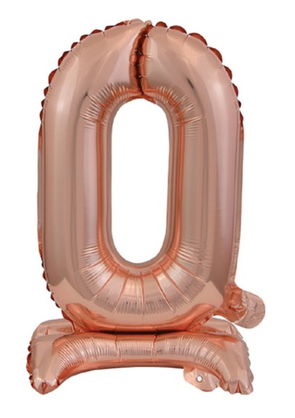 Zahl 0 mit Standfuß Rose Gold Folienballon 38cm 15 Inch
