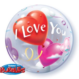 Qualatex Bubble I Love You Heart Valentinstag 22" 56cm Luftballon