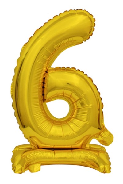 Zahl 6 mit Standfuß Gold Folienballon 38cm 15 Inch