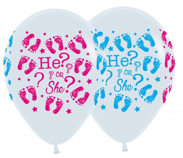 He or She? Footprints 30cm 12" Latex Luftballons Sempertex