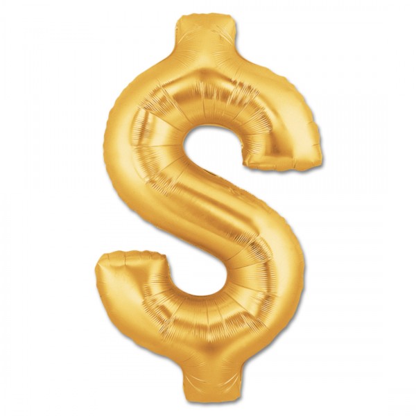 Dollarzeichen Gold Währungssymbol Folienballon $ 101cm