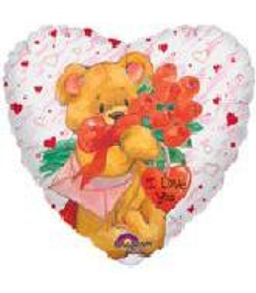Simon Elvin I Love You Bear Heart Folienballon Herzform 45cm 18'