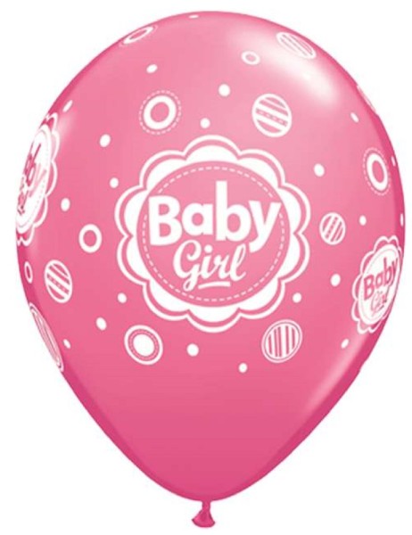 Baby Girl Dots Rose 27,5cm 11 Inch Latex Luftballons Qualatex