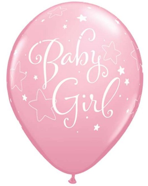 Baby Girl Stars Pink Rosa 27,5cm 11" Latex Luftballons Qualatex