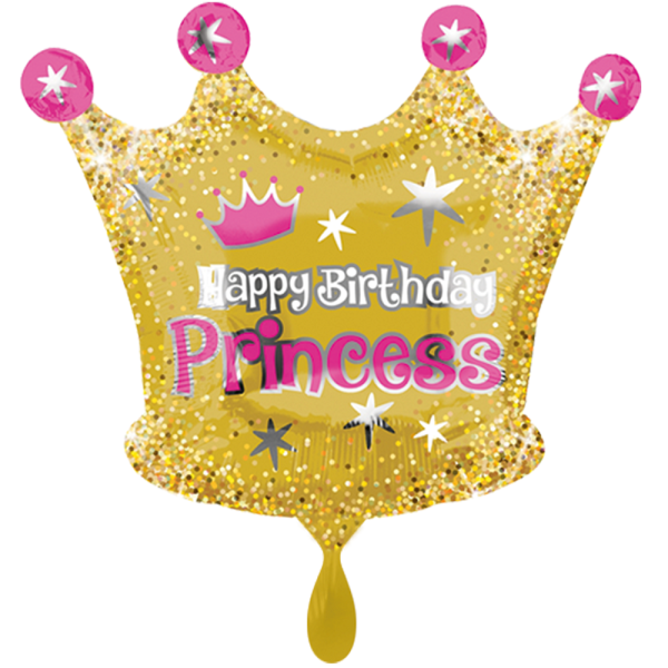 Happy Birthday Princess Goldene Krone Folienballon 50 x 40cm