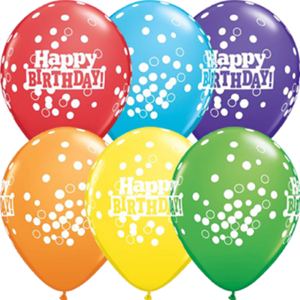 Birthday Confetti Dots Bright Rainbow Sortiment 12,5cm 5" Latex Luftballons Qualatex