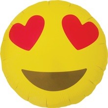 Smiley Face gelb Emoji Heart Eyes Folienballon - 45cm
