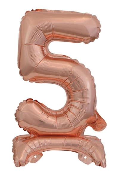 Zahl 5 mit Standfuß Rose Gold Folienballon 38cm 15 Inch