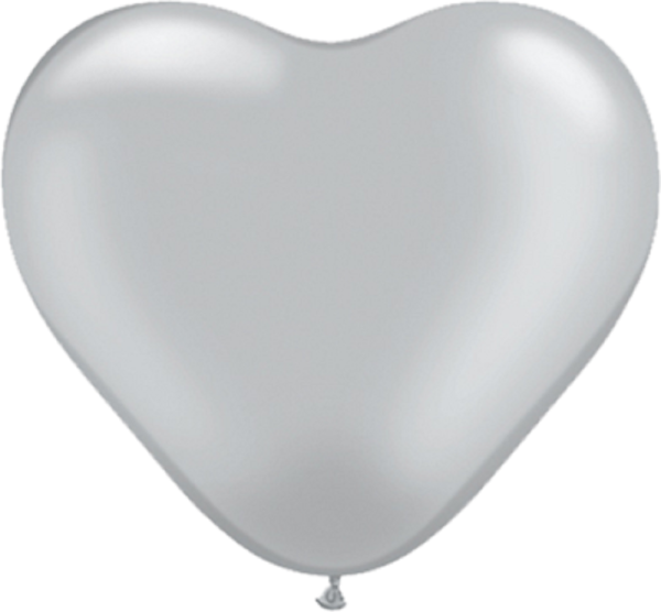 Qualatex Herz Metallic Silver Silber 15cm 6" Latex Luftballons