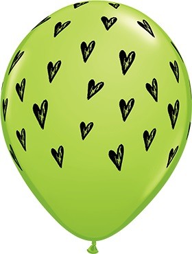Hearts Herzen Lime Green 27,5cm 11" Latex Luftballons Qualatex