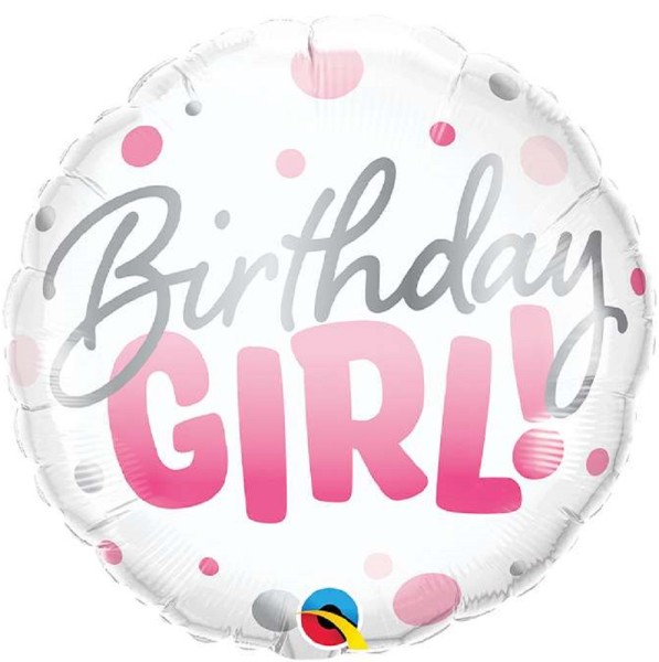 Birthday Girl Pink Dots Folienballon 45cm 18 Inch 