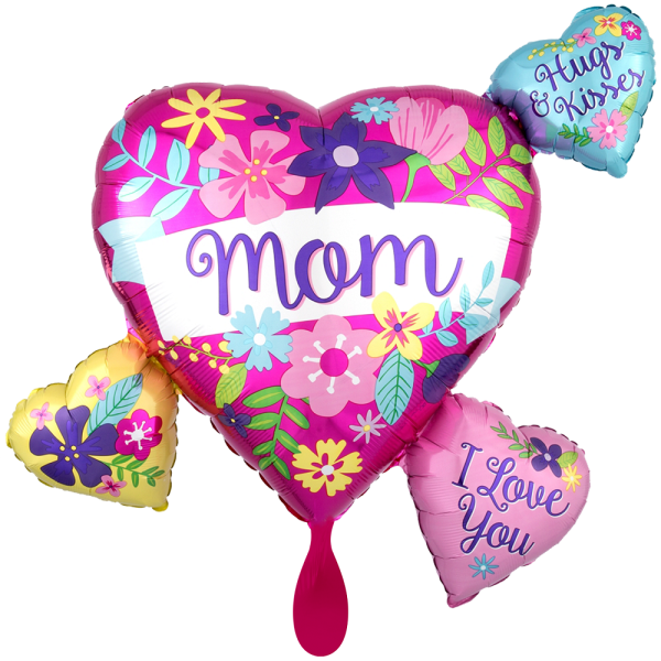 Mom Flowers Heart Cluster Folienballon 68 x 65cm