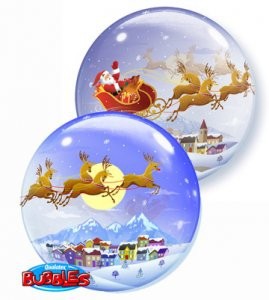 Qualatex Bubble Luftballons Weihnachtsmann mit Rentierschlitten - 61cm