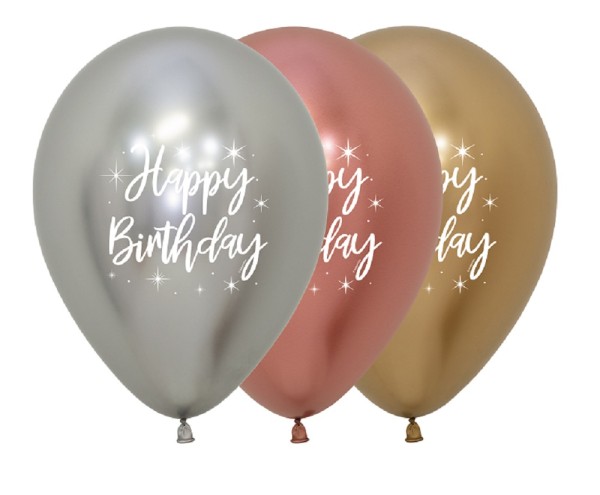 Happy Birthday Radiant Reflex Assortment 12,5cm 5" Latex Luftballons Sempertex