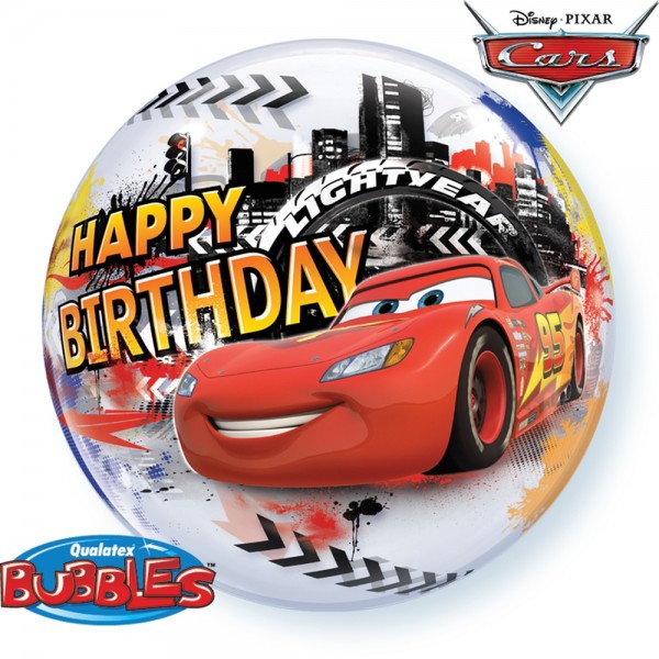 Qualatex Bubble Happy Birthday Cars 22" 56cm Luftballon