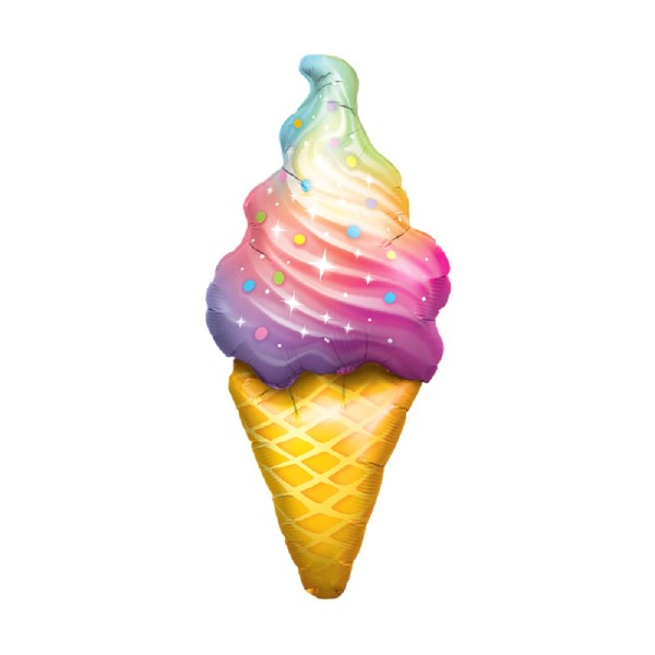 Mini Folienballon Rainbow Swirl Ice Cream Waffeleis 36cm 14''