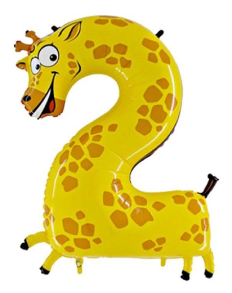 Tierische Zahlen 2 Giraffe Folienballon - 101cm 40"