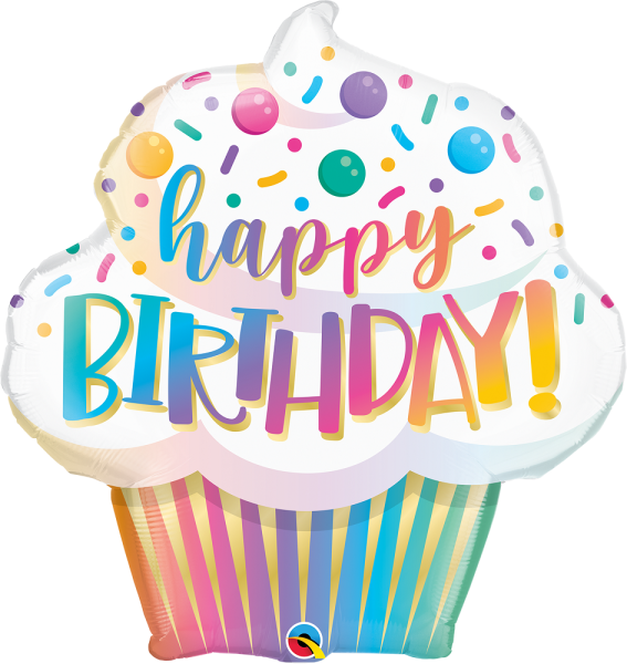 Mini Folienballon Happy Birthday Ombre Cupcake 36cm 14 Inch Geburtstagsmuffin
