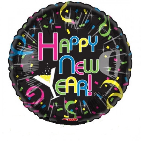Happy New Year Konfetti Folienballon 45cm 18"