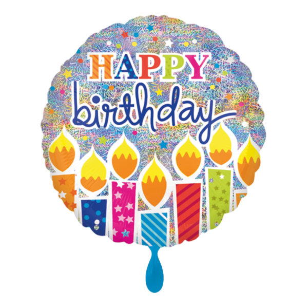 Happy Birthday Shimmer Candles Holographic Folienballon 45cm 18''