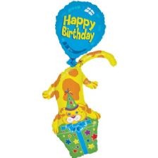 Happy Birthday Hund mit Geschenk Folienballon 114cm 45"