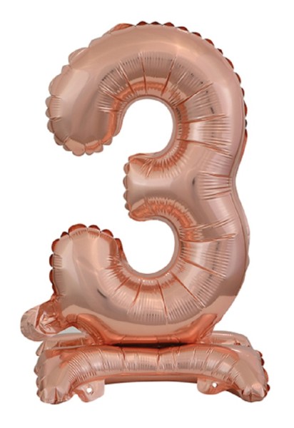 Zahl 3 mit Standfuß Rose Gold Folienballon 38cm 15 Inch