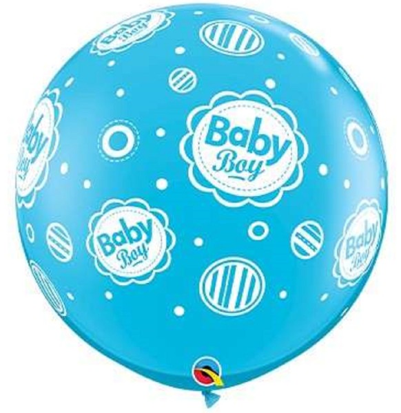 Baby Boy Dots Robins Egg Blue 90cm 36 Inch Latex Riesenluftballons Qualatex