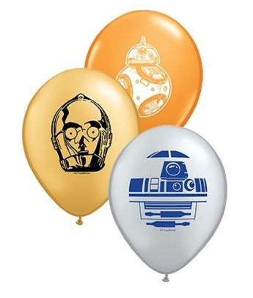 Star Wars Droids Assortment Spero R2D2 C-3PO Face 12,5cm 5" Latex Luftballons Qualatex