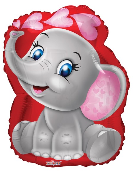 Baby Elefant mit Herzen Folienballon 45cm 18"