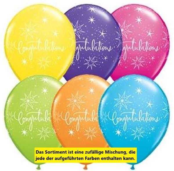Congratulations Elegant Sortiment 27,5cm 11" Latex Luftballons Qualatex
