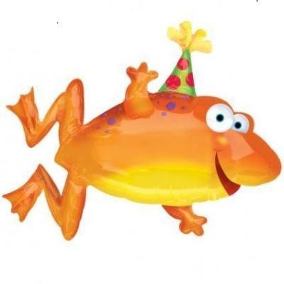 Frosch mit Geburtstagshut Folienballon - 90cm 35"