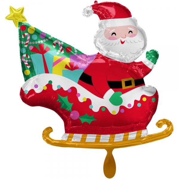 Santa`s Sleigh Weihnachtsmann auf Schlitten Folienballon - 76cm 30''