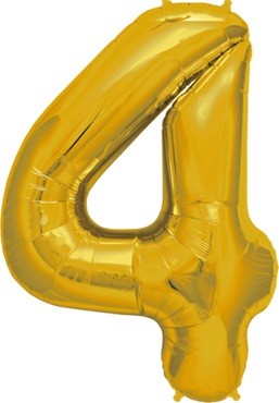 North Star Folienballon Zahl 4 (gold) - 86cm
