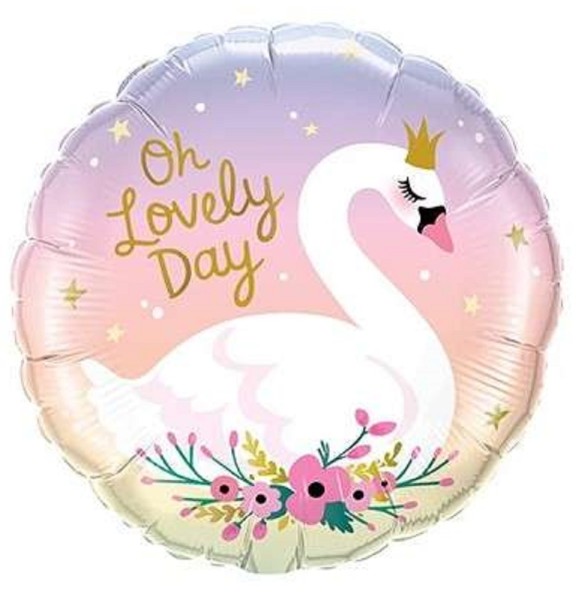 Oh Lovely Day Swan Schwan Folienballon 46cm 18 Inch