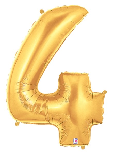 Große Folienballon Zahl 4 (gold) 101cm