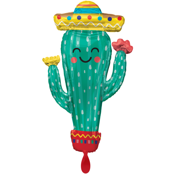 Fiesta Kaktus mit Sombrero Cactus Folienballon 96cm 38''