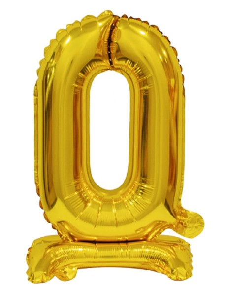 Zahl 0 mit Standfuß Gold Folienballon 38cm 15 Inch