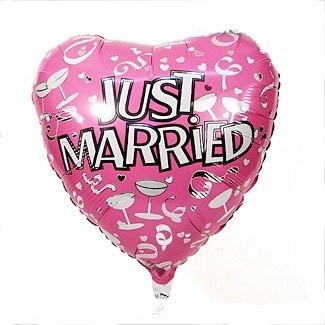 Just Married Herz Pink Folienballon 45cm 18"