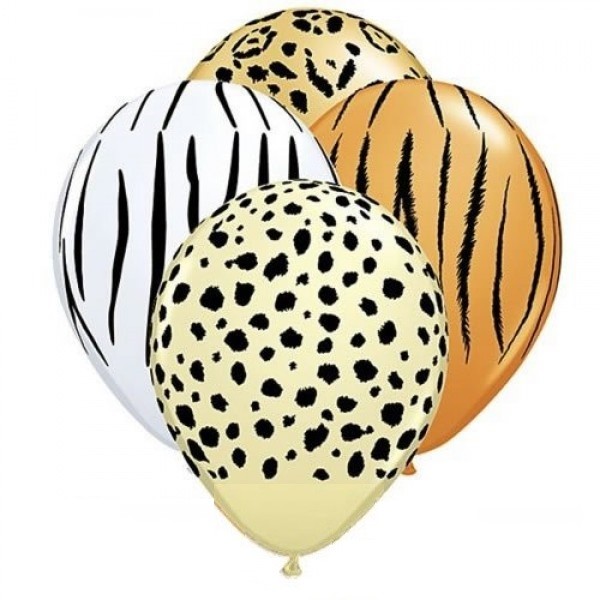 Tierdruck Wild Animals Safari 27,5cm 11" Latex Luftballons Qualatex