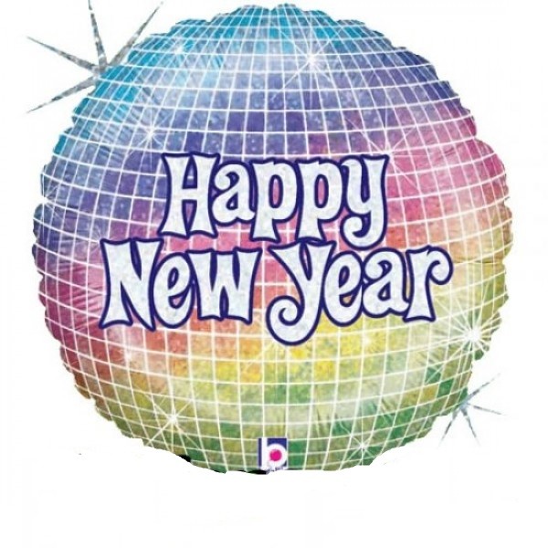 Diskokugel Happy New Year Folienballon 45cm 18"