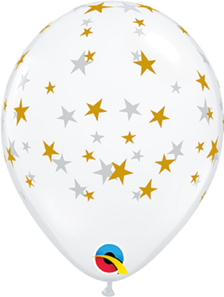 Contempo Stars Gold Diamond Clear (Transparent) 12cm 5" Latex Luftballons Qualatex