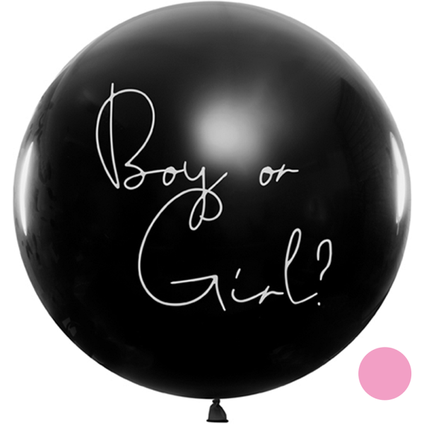 Riesenballon Boy or Girl Konfetti Pink 100cm 36 Inch Gender Reveal Latex Luftballon