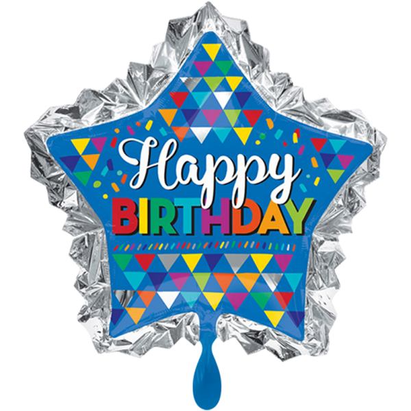 Happy Birthday Primary Sketchy Pattern Folienballon 86 x 81cm