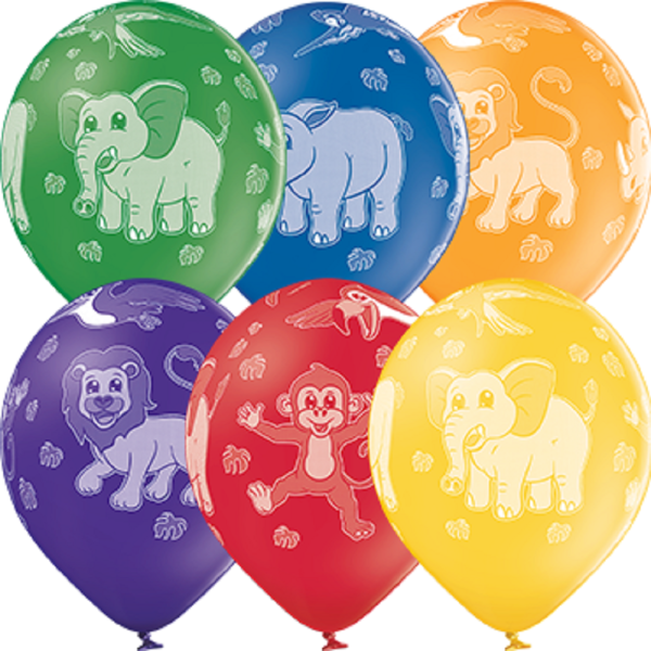 Zoo Animals Elefant Löwe Affe Tukan Sortiment 30cm 12" Latex Luftballons Belbal