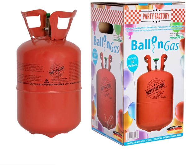 Ballongas Helium Einwegzylinder 0,25 m³ (Pfandfrei) + Füllventil