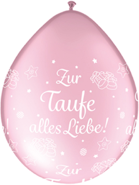 Latex Luftballons "Zur Taufe alles Liebe!" - Pearl Pink Neck Up - 12,5 cm Rund