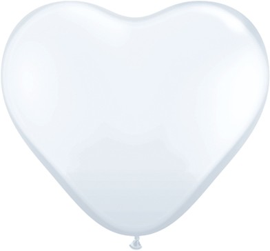 Qualatex Herz Standard White (Weiß) 15cm 6" Latex Luftballons