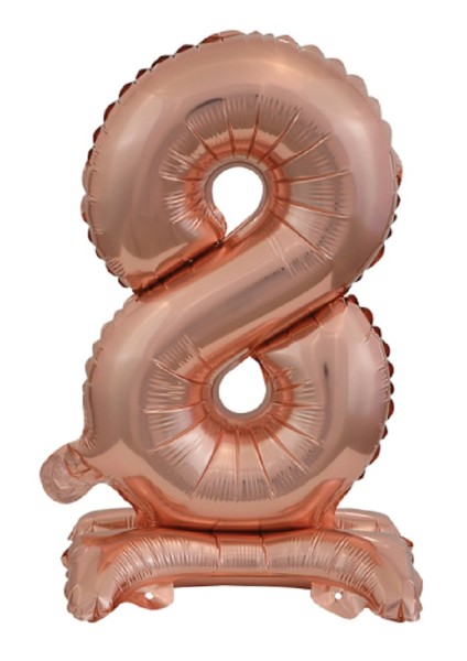 Zahl 8 mit Standfuß Rose Gold Folienballon 38cm 15 Inch