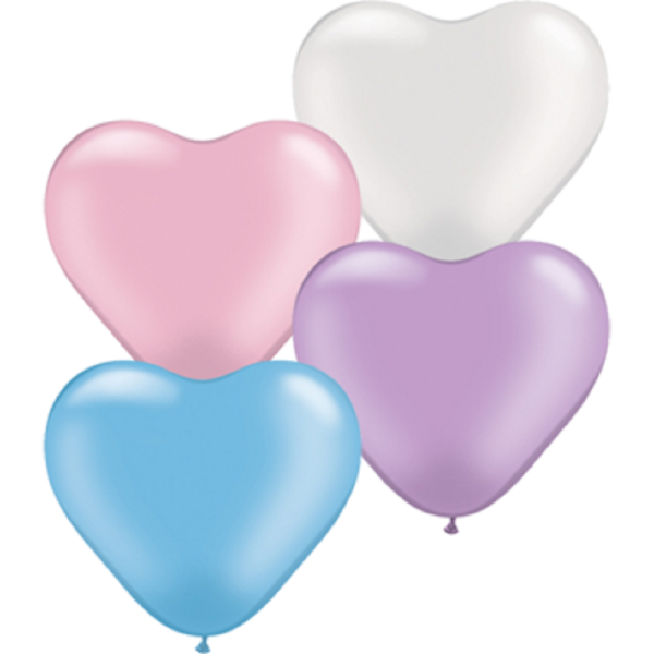 Qualatex Herz Pastel Pearl Sortiment 15cm 6" Latex Luftballons