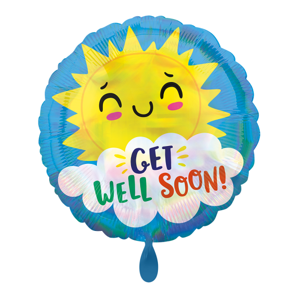 Get Well Soon Happy Sun Gute Besserung Sonne irisierend Folienballon 45cm 18''